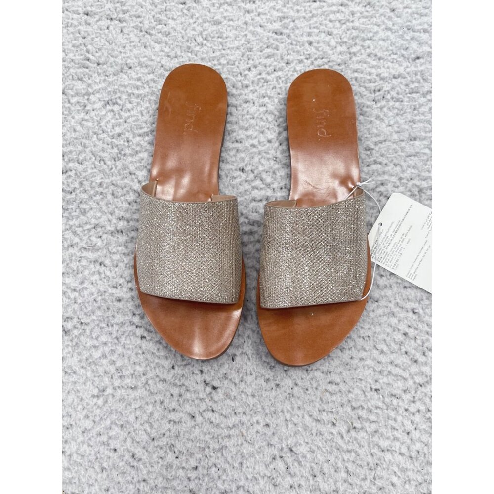 NEW Women's Find Wide Sparkly Silver Band Slide On Open Back Sandal Size 8 - Picture 2 of 8